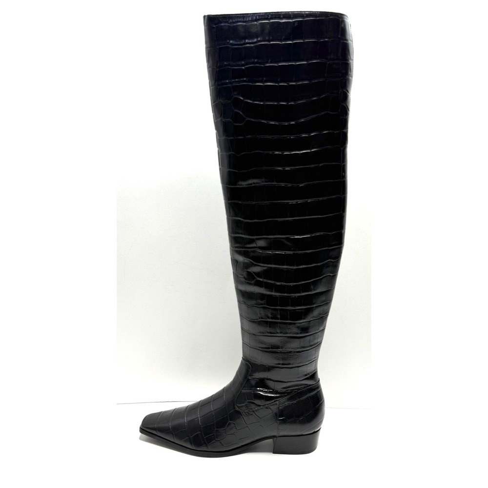 Schutz Women's Helena Over the Knee Boots Black Croco Print Size 9B NWT/COX - Picture 5 of 12